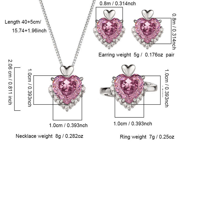 Cubic Zirconia Pave Jewelry Set, Adjustable Ring & Earrings
